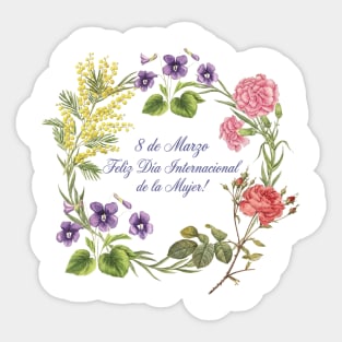 Floral Wreath International Women's Day Celebrate Sticker